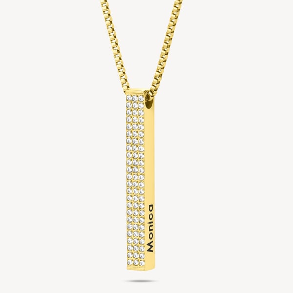 Charming Personalized Zirconia Bar Pendant Necklace