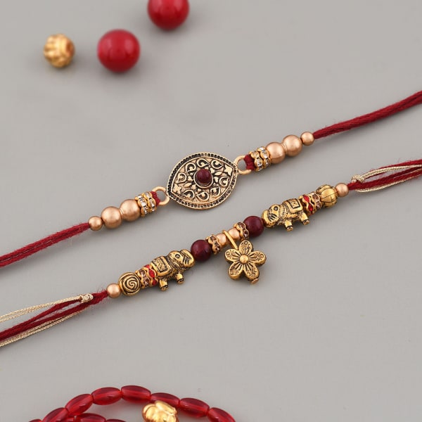 Charms And Beads Antique Rakhi (Set of 2)