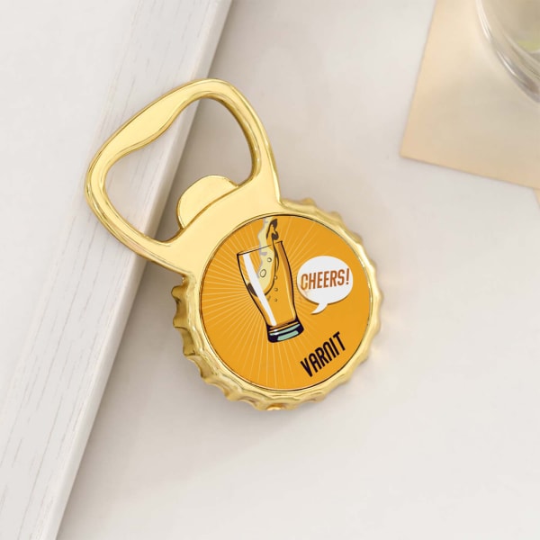 Cheers Magnetic Bottle Opener -  Personalized  - Yellow