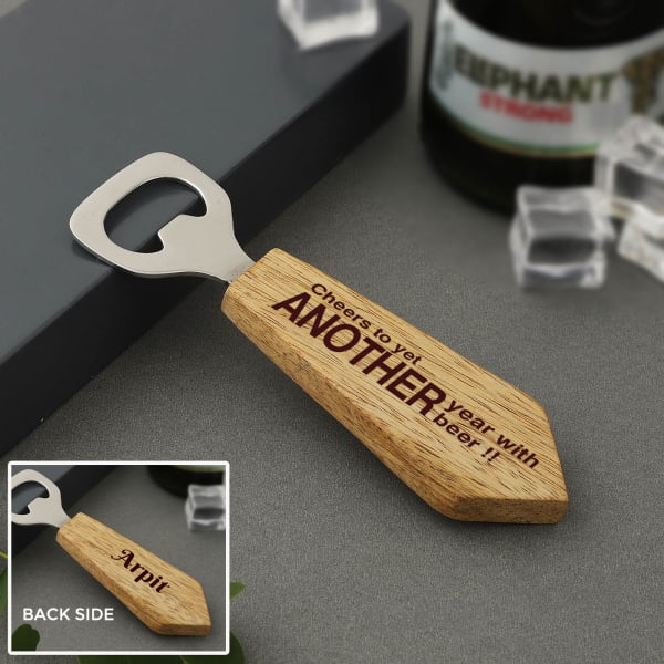 Cheers To Another Year Personalized Wooden Bottle Opener