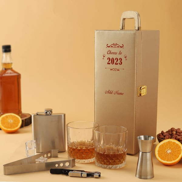 Cheers to New Year Personalized Bar Set - Gold