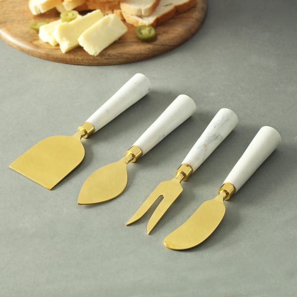 Cheese Knives with Marble Handles (Set of 4)