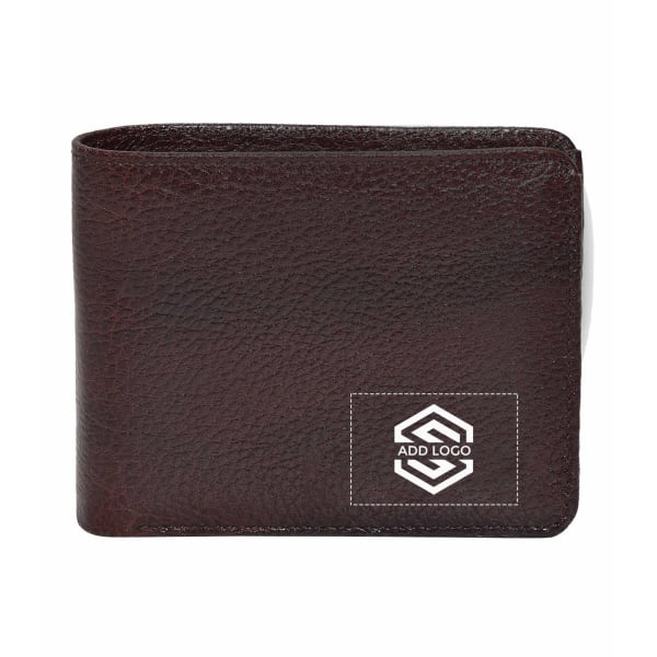 Cherry Brown Grain Leather Men's Wallet - Customizable with Logo