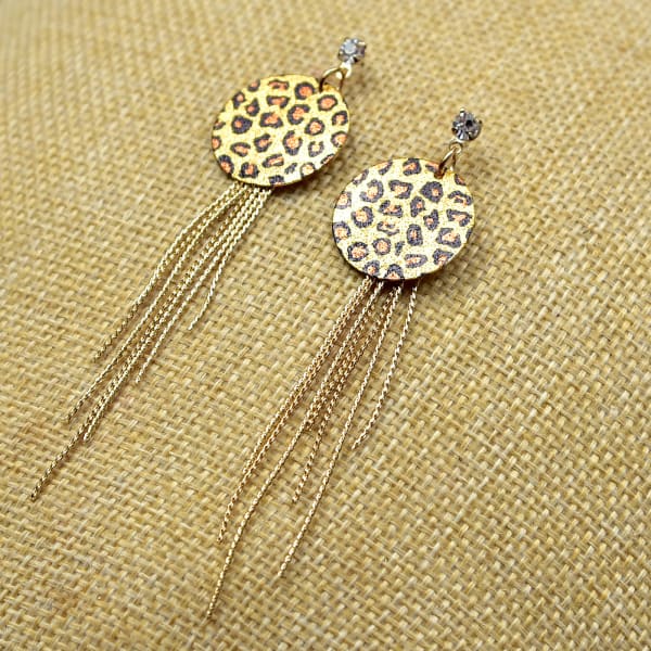 Chic Animal Print Earrings with Dangling Strands
