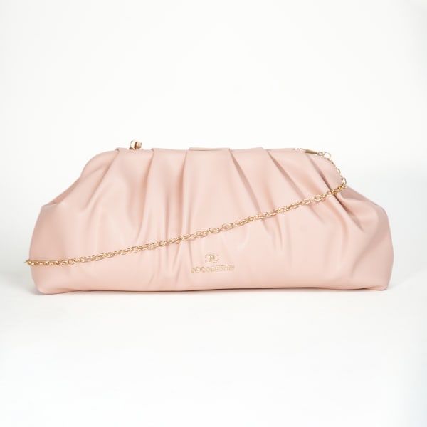 Chic Clutch With Detachable Chain Sling - Powder Pink