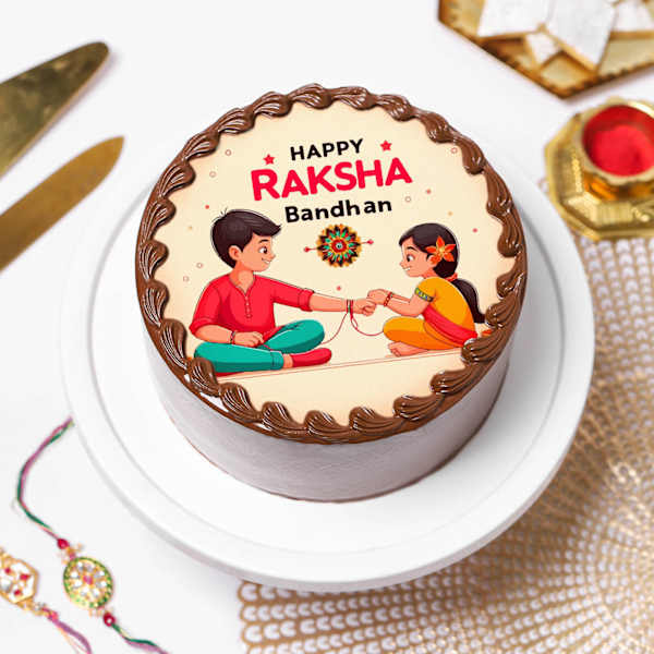 Chocolate Raksha Bandhan Photo Cake - Half kg