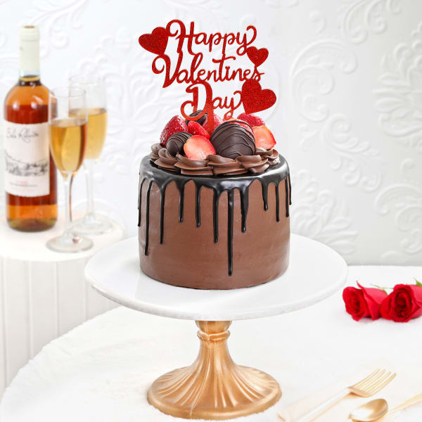 Chocolate Strawberry Valentine Special Cake (1 Kg)