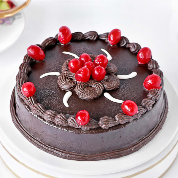 Chocolate Truffle Cake with Cherry Toppings (1 Kg)