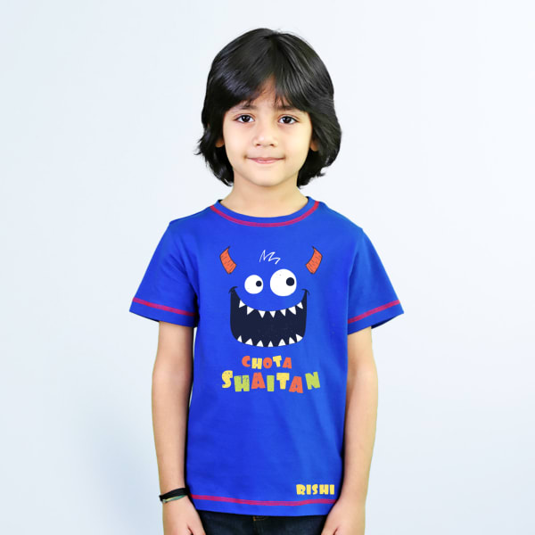 Chota Shaitan Personalized Kids T-shirt - Royal Blue