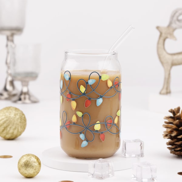 Christmas Cheer - Can Glass With Straw