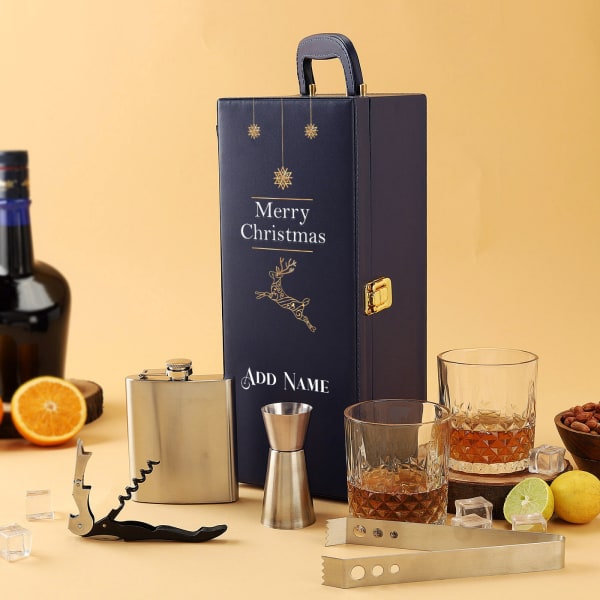 Christmas Edition Personalized Bar Set - Navy