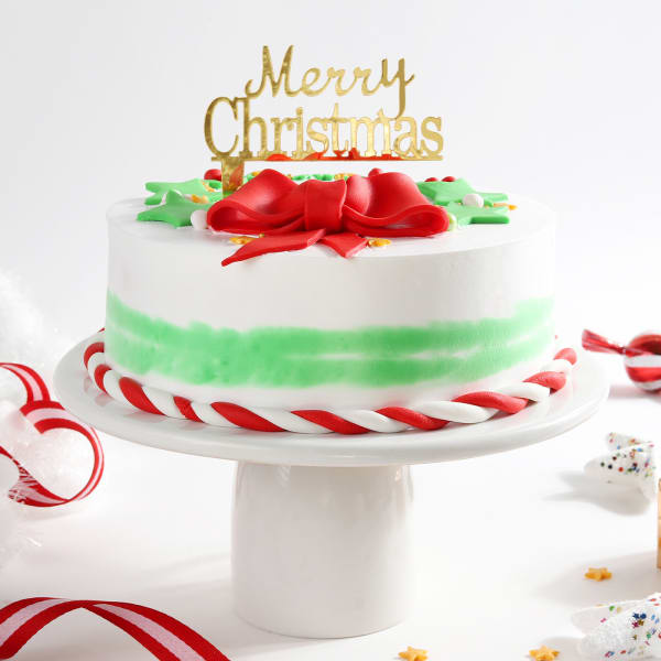 Christmas Wreath and Ribbon cake (1kg)