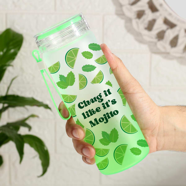 Chug Like Mojito - Frosted Glass Bottle - Personalized - Green