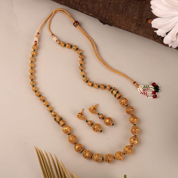 Chunky Antique Gold Charms Necklace Set