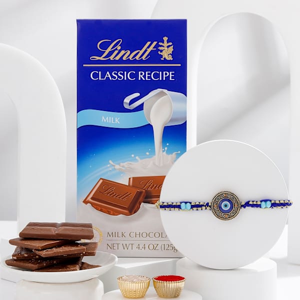 Classic Evil Eye Rakhi And Chocolate Combo