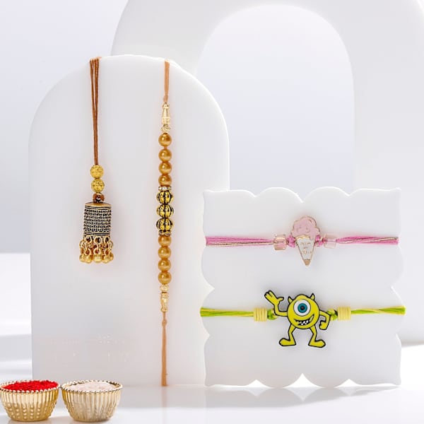 Classic Lumba Bhaiya Bhabhi And Whimsical Kids Rakhis