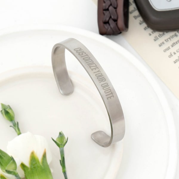 Classic Men's Cuff Bracelet - Personalized - Silver