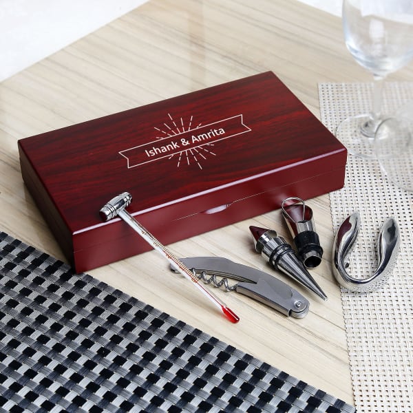 Classic Personalized Wine Accessory Kit 5 pcs Gift/Send Home and