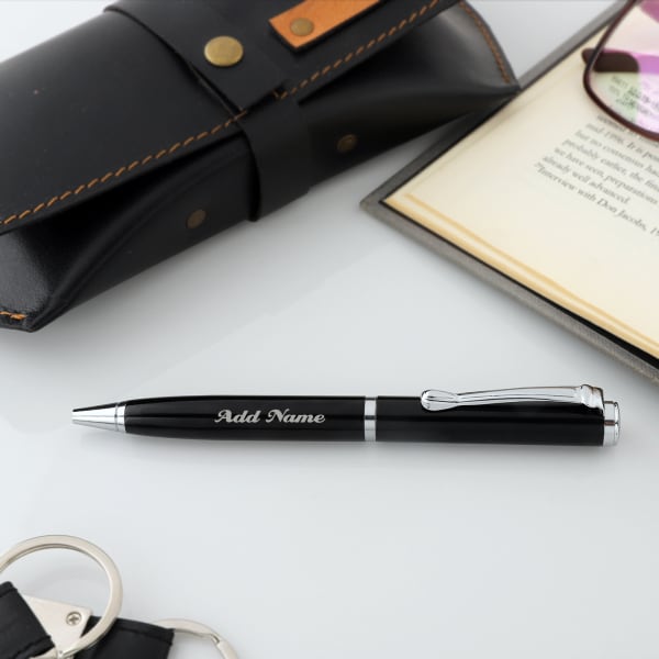 Classy Black Metal Pen - Customized With Name