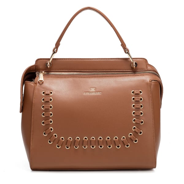 Classy Handbag With Detachable Strap - Chocolate Brown