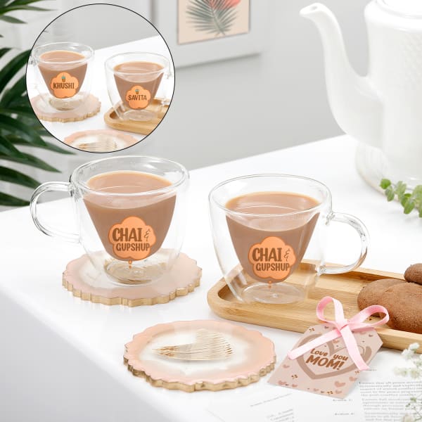Clear Elegance - Personalized Cup And Coaster Set