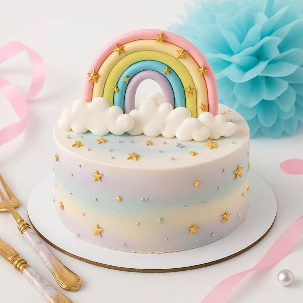 Cloud And Rainbow Cake (1kg)