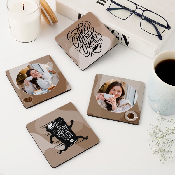 Coffee And Memories Personalized Coasters - Set Of 4