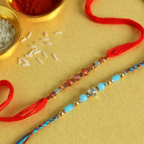 Colorful Bead Work Rakhi (Set of 2)