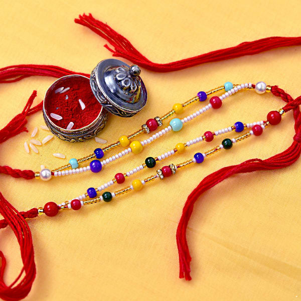 Wallpaper Colorful Beads Decor Double Strand Set Of 2 Rakhis Gift Send For iPhone