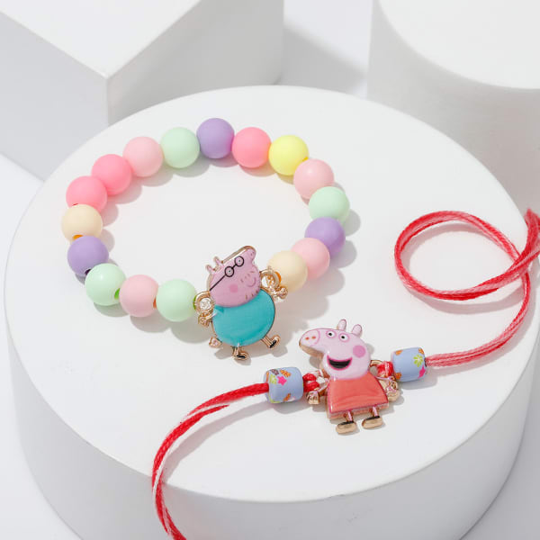 Colorful Peppa Pig Kids Rakhi - Set Of 2