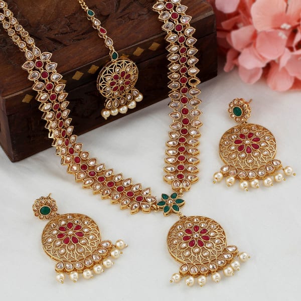 Colourful Kundan And Pearls Necklace