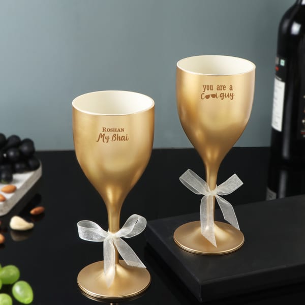 Cool Bhai Personalized Unbreakable Wine Glasses Set