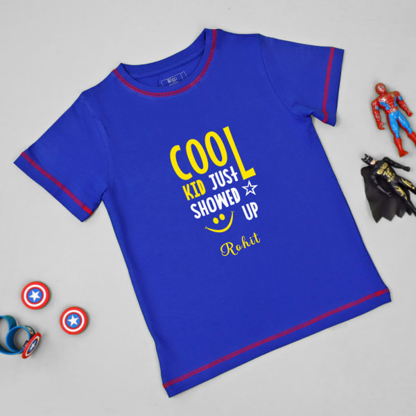 Cool Kid Just Showed Up Personalized T-Shirt for Kids - Royal Blue
