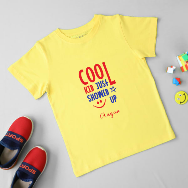 Cool Kid Just Showed Up Personalized T-Shirt for Kids - Yellow