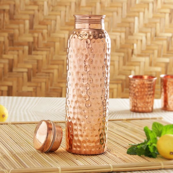 Copper Water Bottle with 2 Glasses: Gift/Send Home and Living Gifts ...