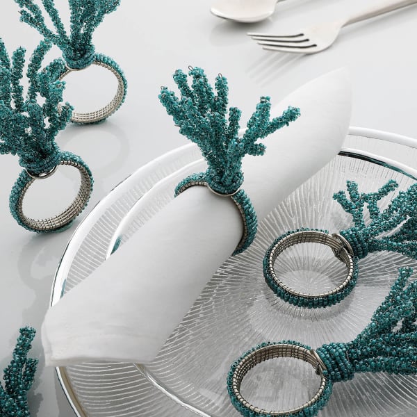 Coral Beads Round Napkin Rings (Set of 6)