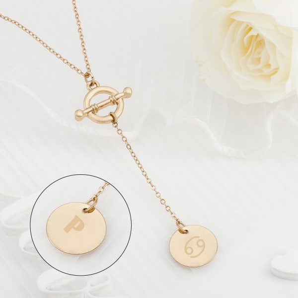 Cosmic Charm - Personalized Zodiac Pendant Necklace - Cancer