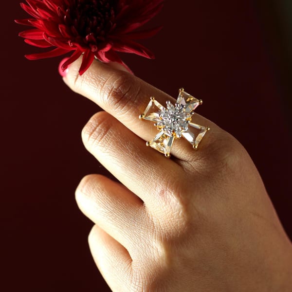 Cosmic Star Gold-plated Ring with Monalisa Stone