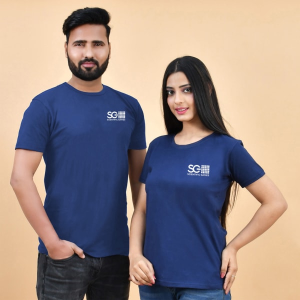 Couple Blue T-Shirt With Side Logo