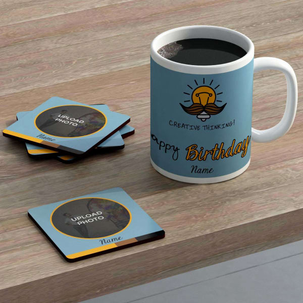 Creative thinking Personalized Birthday Mug Coasters combo