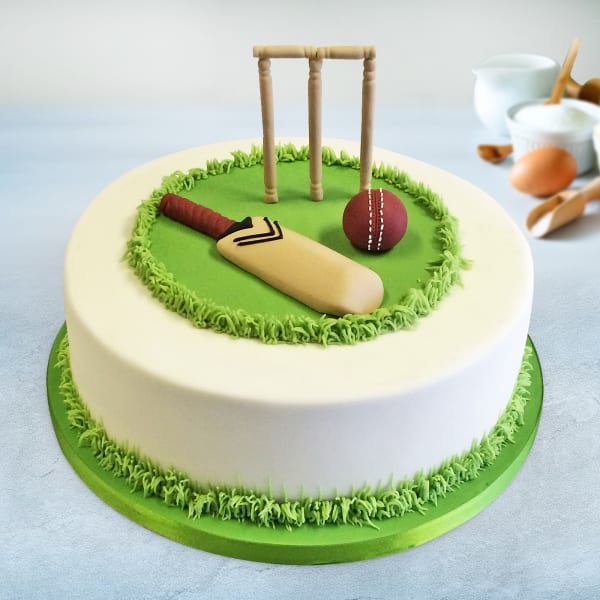 Cricket Field Semi Fondant Birthday Cake (1Kg)