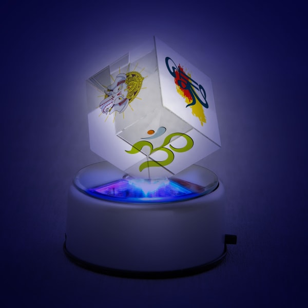 Customized Om Shree Ganesha Rotating LED Crystal Cube