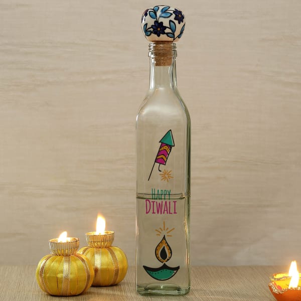 Customized Water Bottle & Diyas with Gota Work