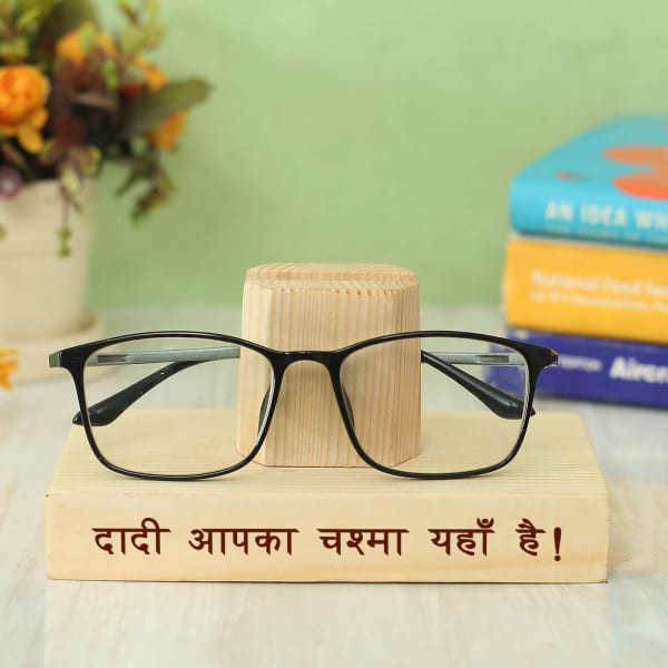Customized Wooden Eyeglasses Stand for Grandmother