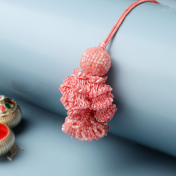 Cutdana Work Crochet Lumba Rakhi (Pink)