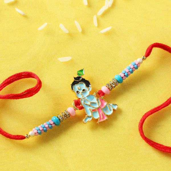 Cute Baby Krishna Metallic Rakhi for Kids: Gift/Send Rakhi Gifts Online  J11097615 |