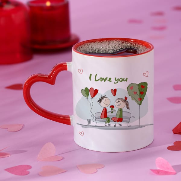 Cute Couple Personalized Heart Handle Mug