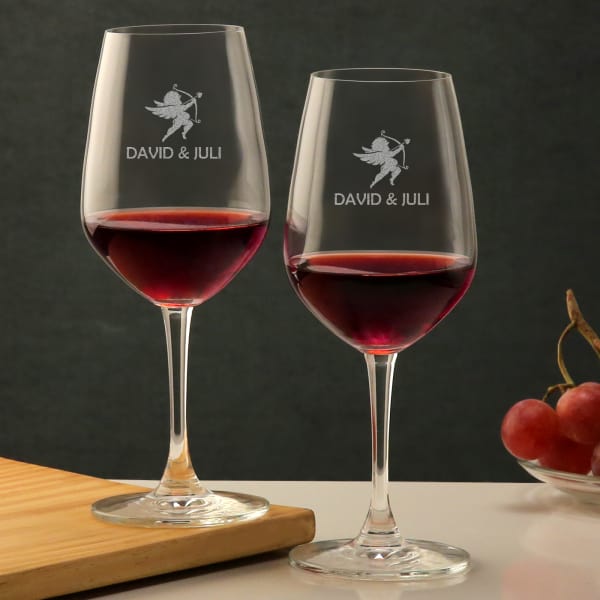 Cute Cupid Personalized Wine Bordeaux Glass