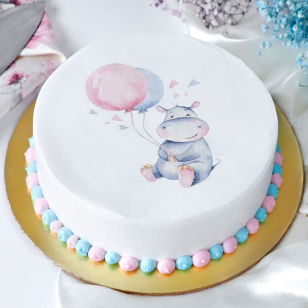 Cute Hippo Baby Shower Poster Cake (Half Kg)