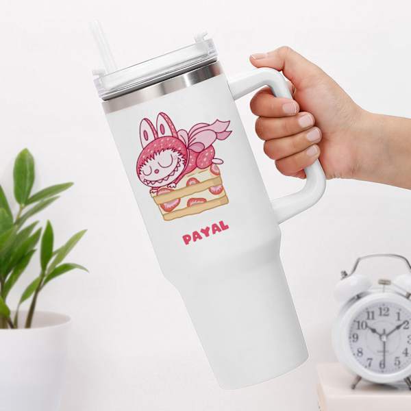 Cute Labubu Personalized Matte White Tumbler